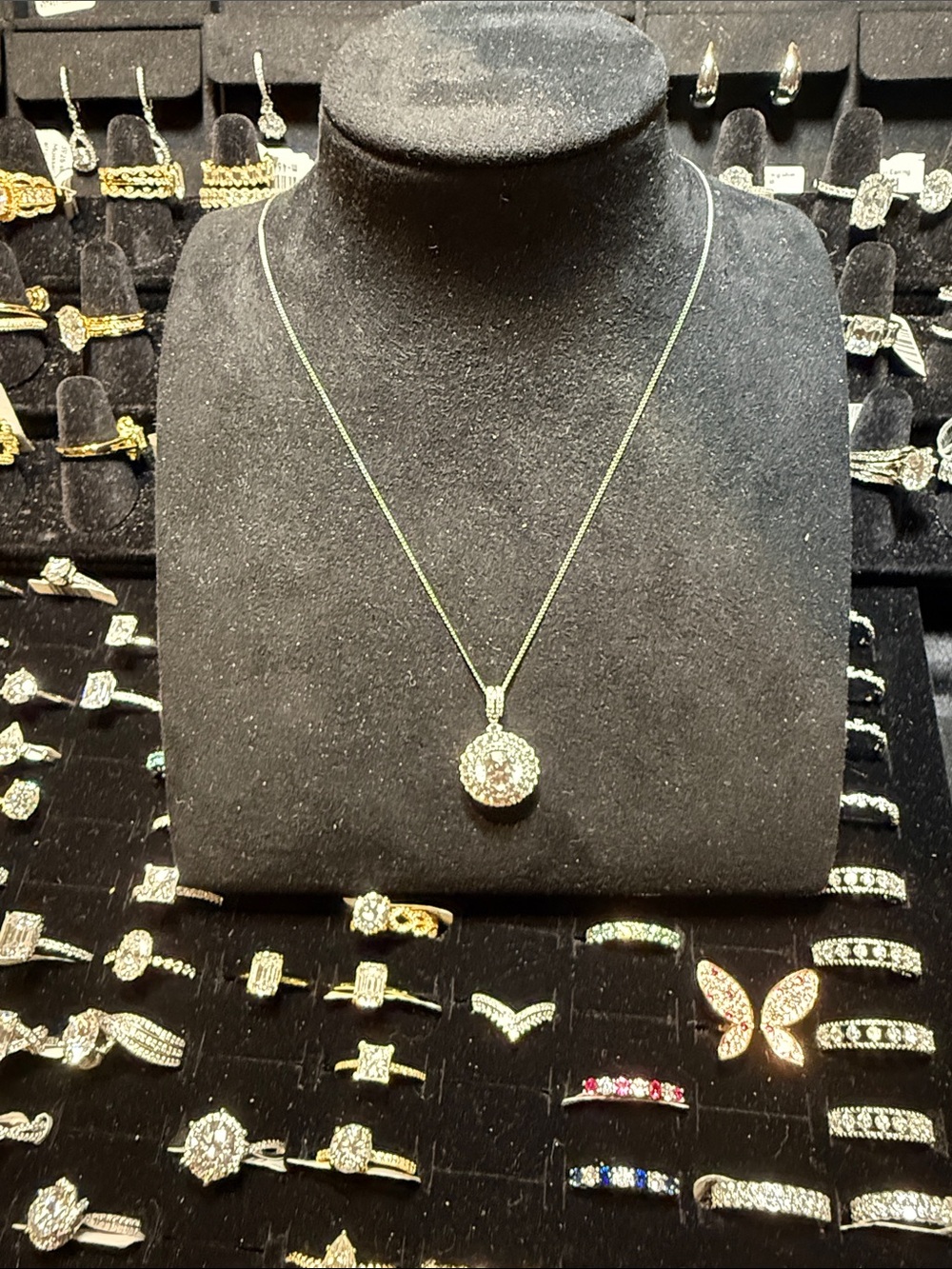 Gold-Tone Pave Sphere Pendant Necklace - Women Jewelry